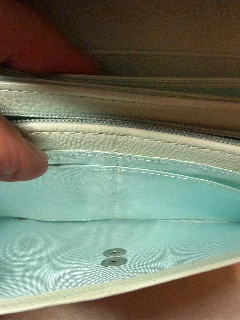 Samantha Thavasa Mint Green Petit Choice Pebbled Leather Wallet with Gold Trim